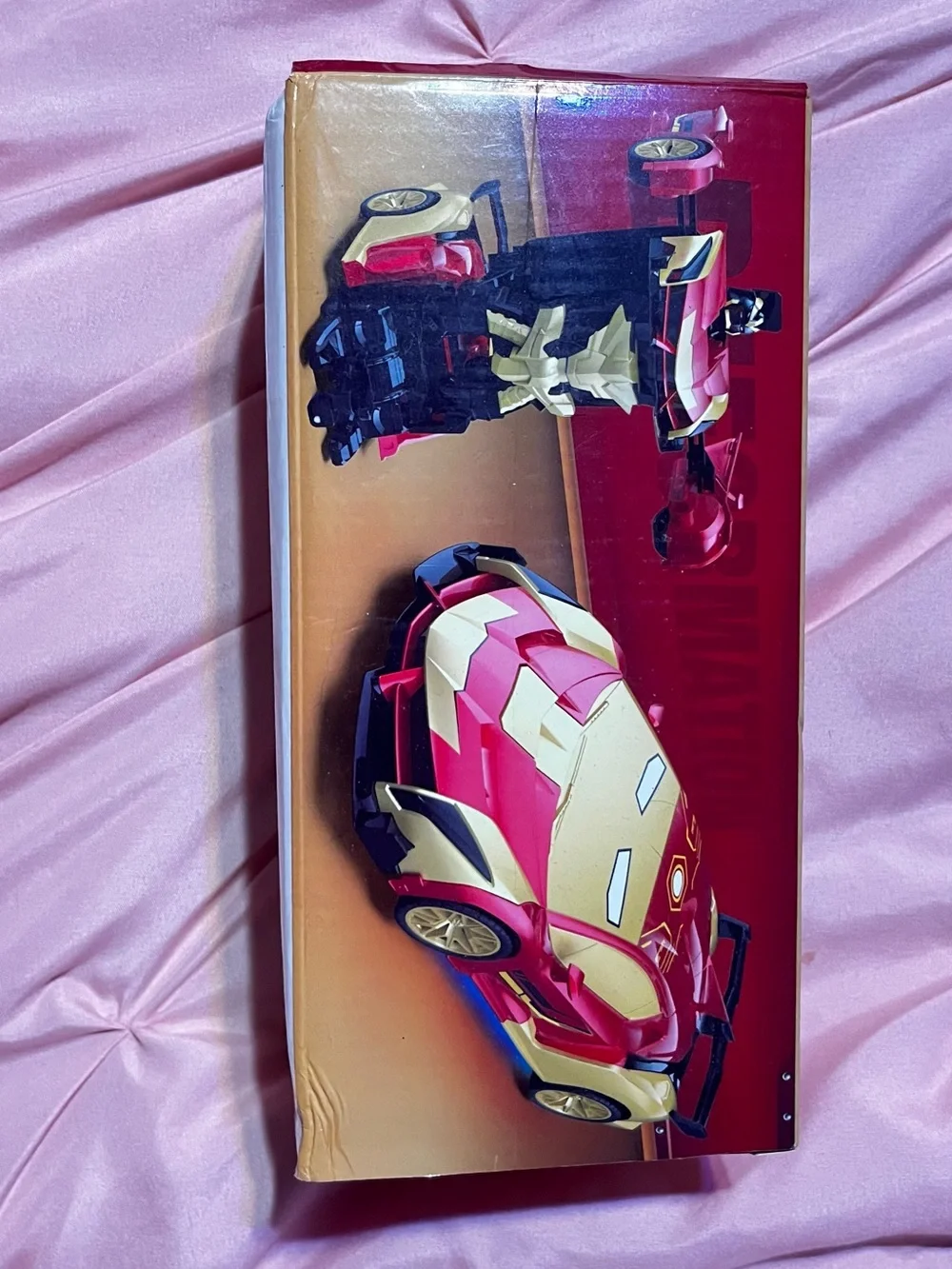 Iron Man Styled Transforming Race Car Toy - Red & Gold